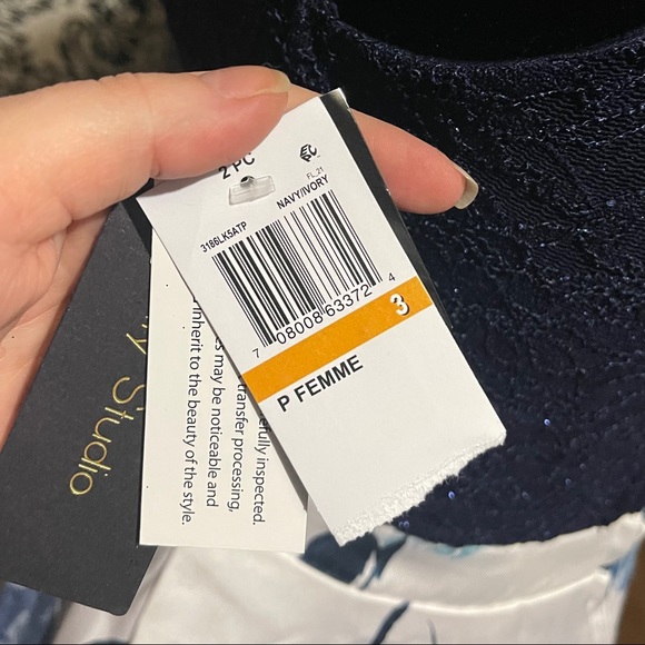 City Studio Navy Floral Two Piece Gown NWT 3 - Picture 13 of 16